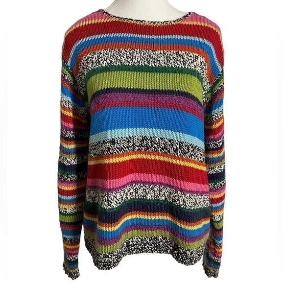 Northern Isles Sweaters - Northern Isles rainbow sweater striped womens size medium crew neck
